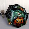 1pc Spider Wizard Cat Pumpkin Design Automatic Folding Umbrella - 3 Folding Design, Vivid Cartoon Pattern, Suitable for Outdoor Activities,