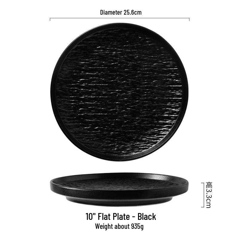 Japanese Rock Pattern Ceramic Dinner Plate – High-End Steak & Salad Dish