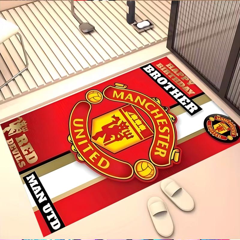 Manchester United F.C Print Rug, Washable Floor Carpet, For Entryway Dorm Laundry Room Office Study, Home Decor Birthday Christmas Gift