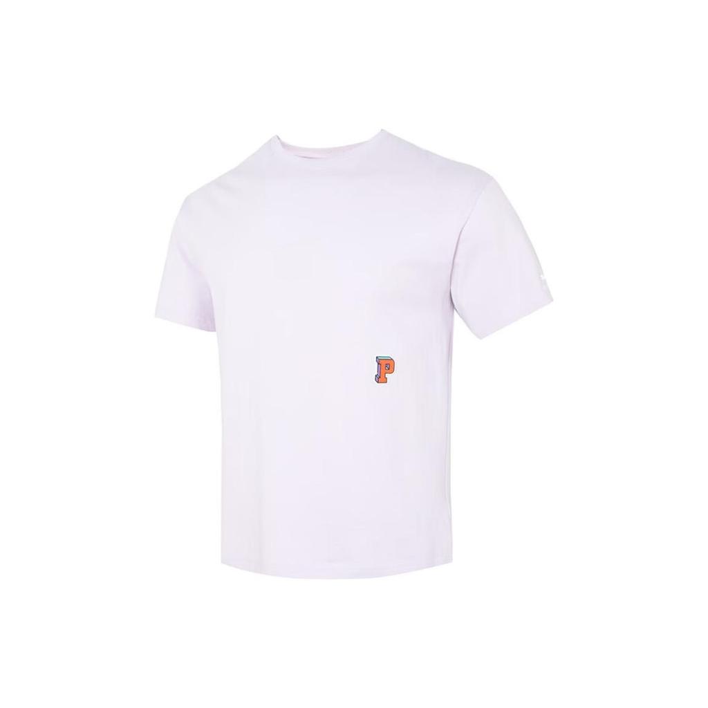 Puma Back Logo Print Crew Neck Short Sleeve T-Shirt Unisex Tops Lavender 623249-17