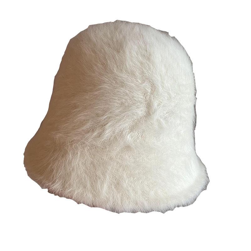 

Женская теплая модная шляпа-рыбак, пушистая водонепроницаемая шляпа-ведро с широкими полями белый