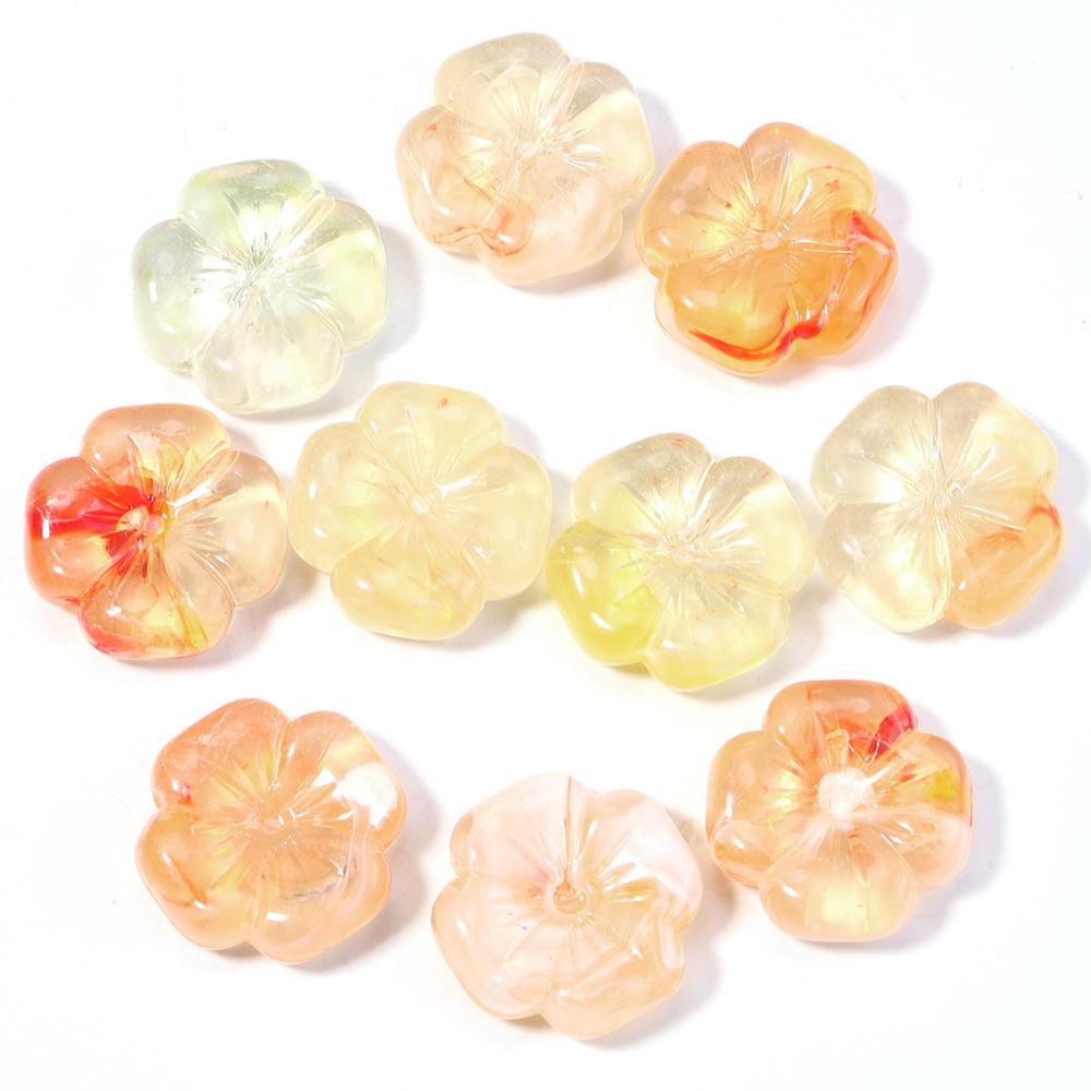 10pcs/lot Colorful Flower Acrylic Beads Four Petal Flower Beads Loose Spacer For Jewelry Making Bracelet Necklace Accessories