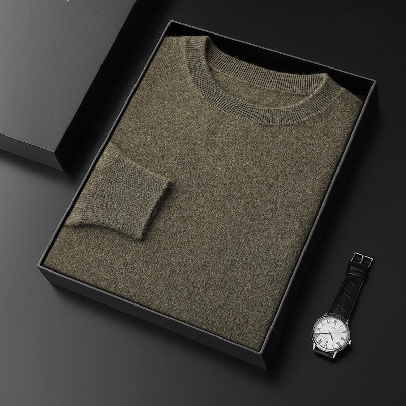Herren Pullover aus reiner Kaschmirwolle mit Rundhalsausschnitt - Herbst/Winter Business Casual Strickpullover