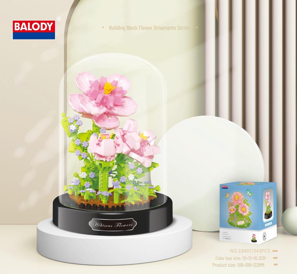 Belle Di Hibiscus Lily Kvetinový Kockový Skladač Stavebný Blok Hračka Darček