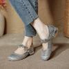Woven Hollow Shoes Niche Mesh Toe Shoes Metal Buckle One-strap Women's Shoes Round Toe Flat Mary Jane Shoes