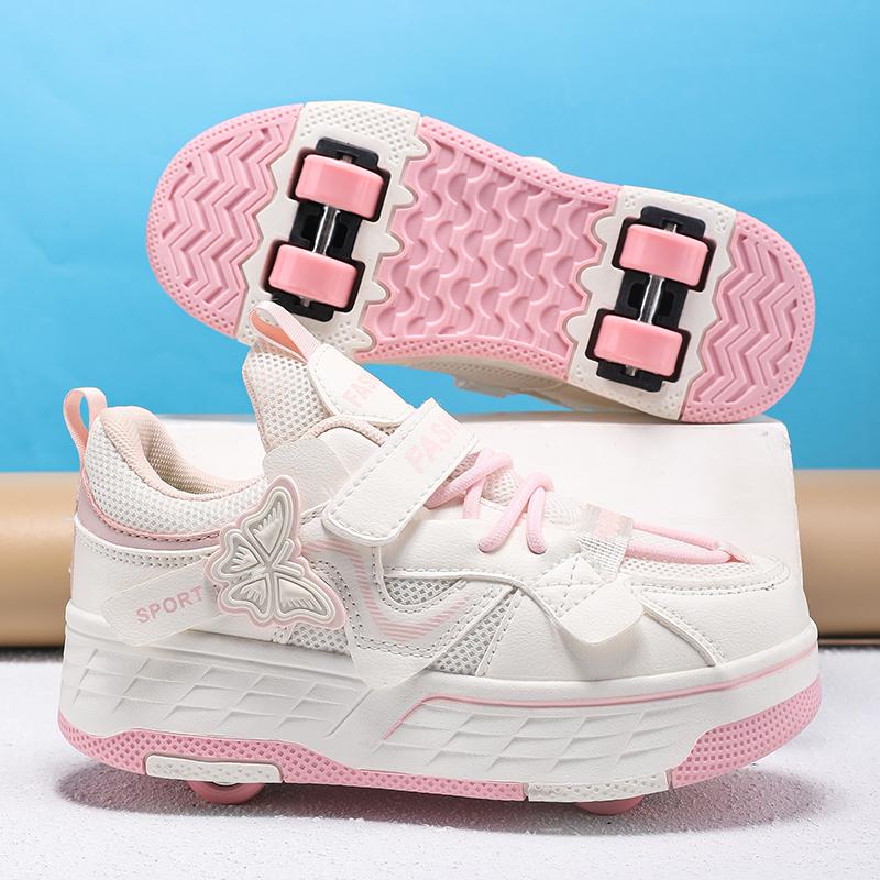 Scarpe per Bambini/Bambine Taglia 29-40 con Quattro Ruote Sportive Pattini a Rotelle Scarpe da Pattinaggio Rimovibili Scarpe da Pattinaggio a Rotelle Scarpe da Pattinaggio per Ragazza