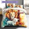 Painted Lion Pattern Bedding Quilt Set  Home Decoration  Gift (1 * duvet cover + 2 * pillowcase  without core)