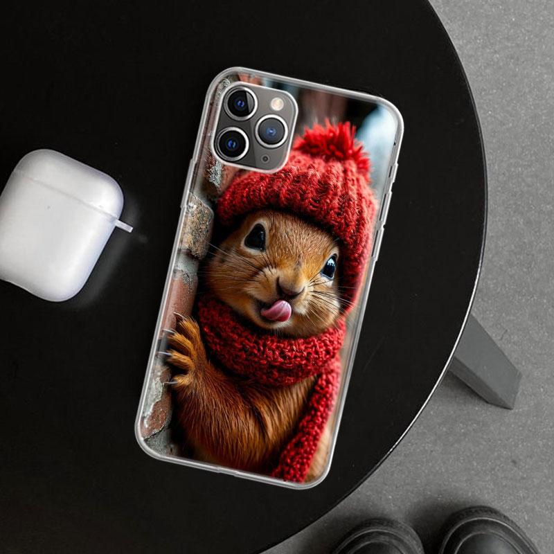 Animal Squirrel Phone Case Cover for iPhone 11 12 13 Mini 14 15 Plus 16 Pro Max 17 Air 7 8 + SE Art Customized Fundas 11 12 13 M