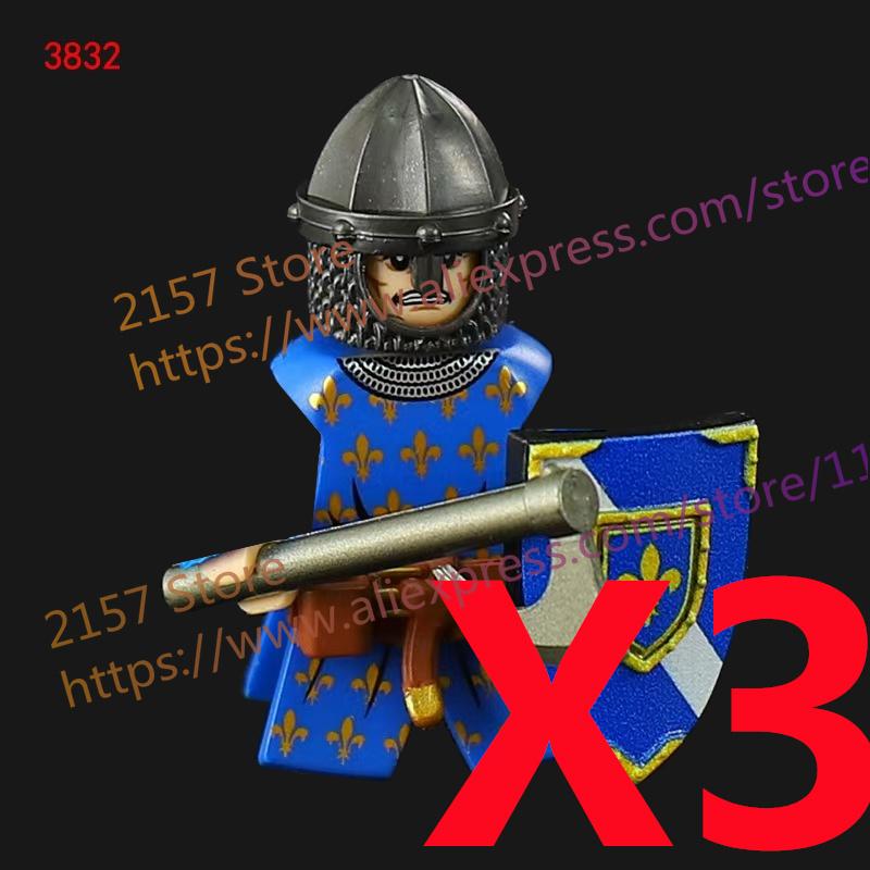 MOC Medieval Figure Building Block Castle Templar Knights Armor Militia Soldiers Gunners Shield Helmet Assembling Brick Toys S26