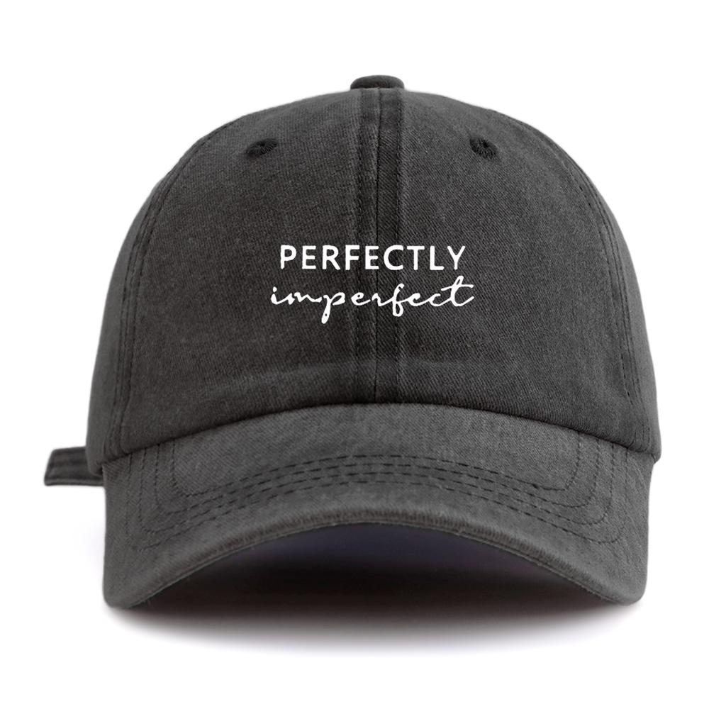 1pc PerIMPFCT Print Washed Baseball Cap for Adults,  Minimalist Retro Style Casual Soft Adjustable Dad Hat, Perfect As Gift