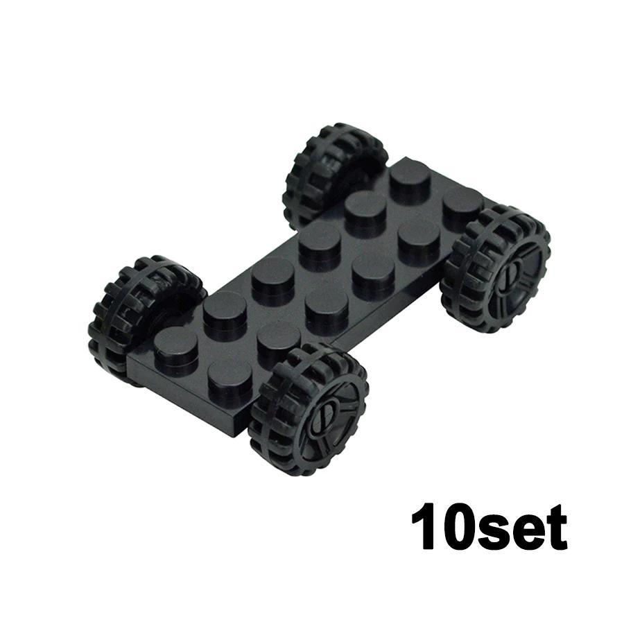 48/80 Stuks Mini Wiel Band As Plaat Assen Pak Set Auto Banden Bouwstenen Technisch Onderdeel Vrachtwagen Voertuig Accessoires Baksteen Speelgoed