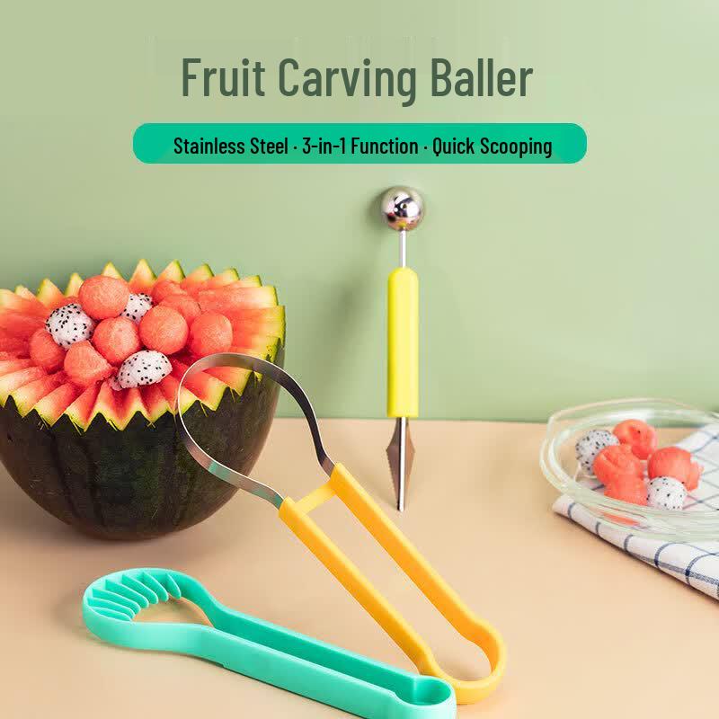 Drayen Multifunctional 3-in-1 Fruit Baller & Carving Tool