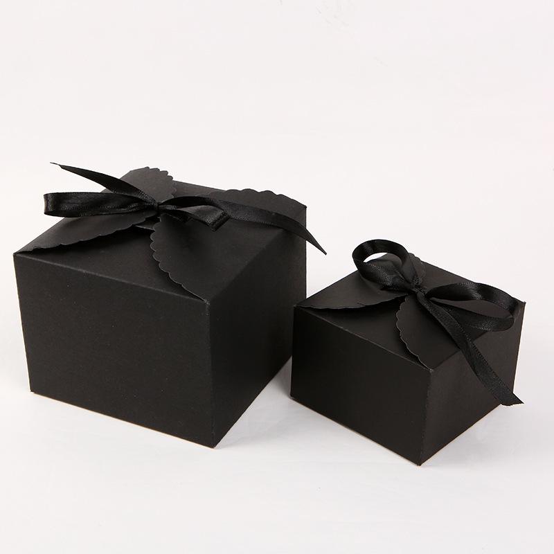 Custom Double-Door Square-Bottom Cake and Pastry Gift Box with Ribbon Bow