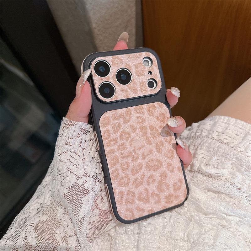Leopard Print Side Sticker iPhone 16 Pro/17 Pro Max Creative Window Protective Case
