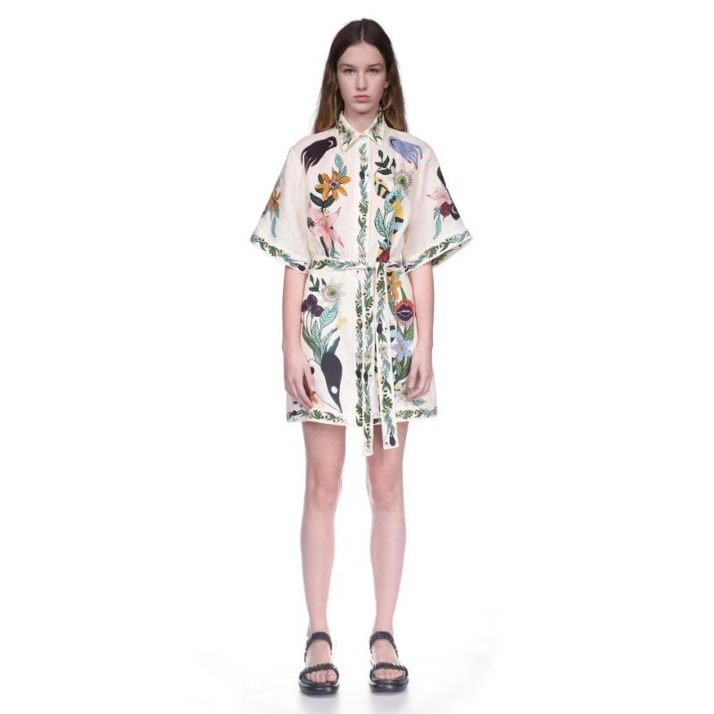 

Тонкое короткое платье с лацканами и короткими рукавами и цветочным принтом на талии, женское платье, повседневное платье, платье специального дизайна XL