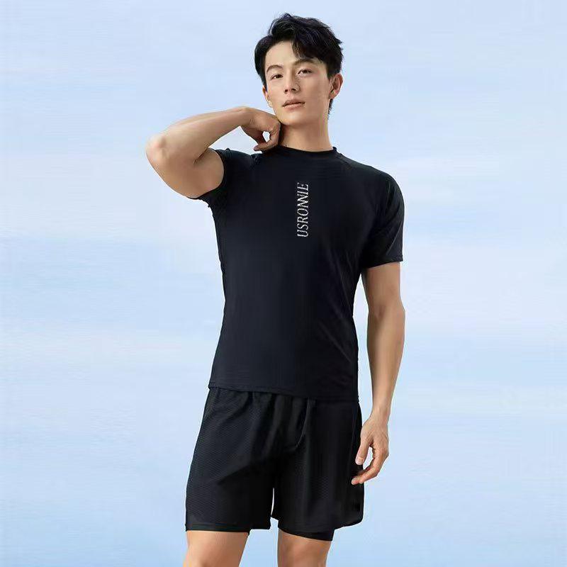 

Men s Plus Size Loose Double Layer Swim Trunks with Sun Protection L