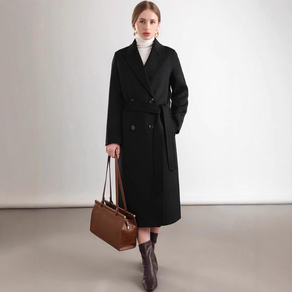 Women's Double-Sided Wool Blend Belted Overcoat for Autumn/Winter 2024