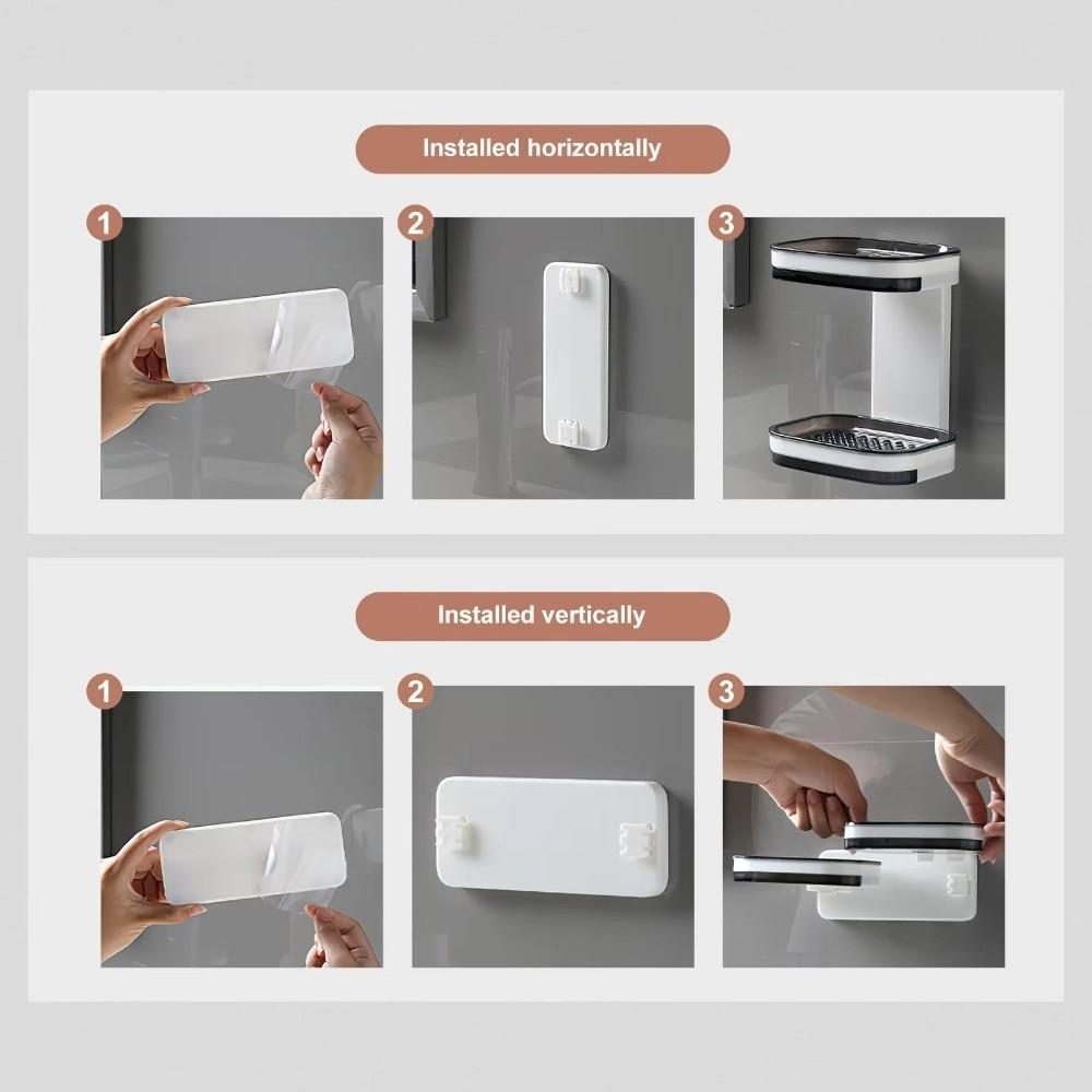 Self Adhesive Soap Storage Rack Waterproof Soap Drain Box Soap Organizer  Hotel