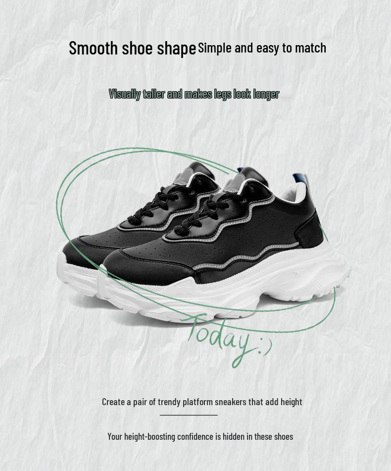 Men's Invisible Height-Increasing Dad Shoes - 8CM Sole, Casual Sports Style, Versatile White, Trendy, Inner Lift to 6CM