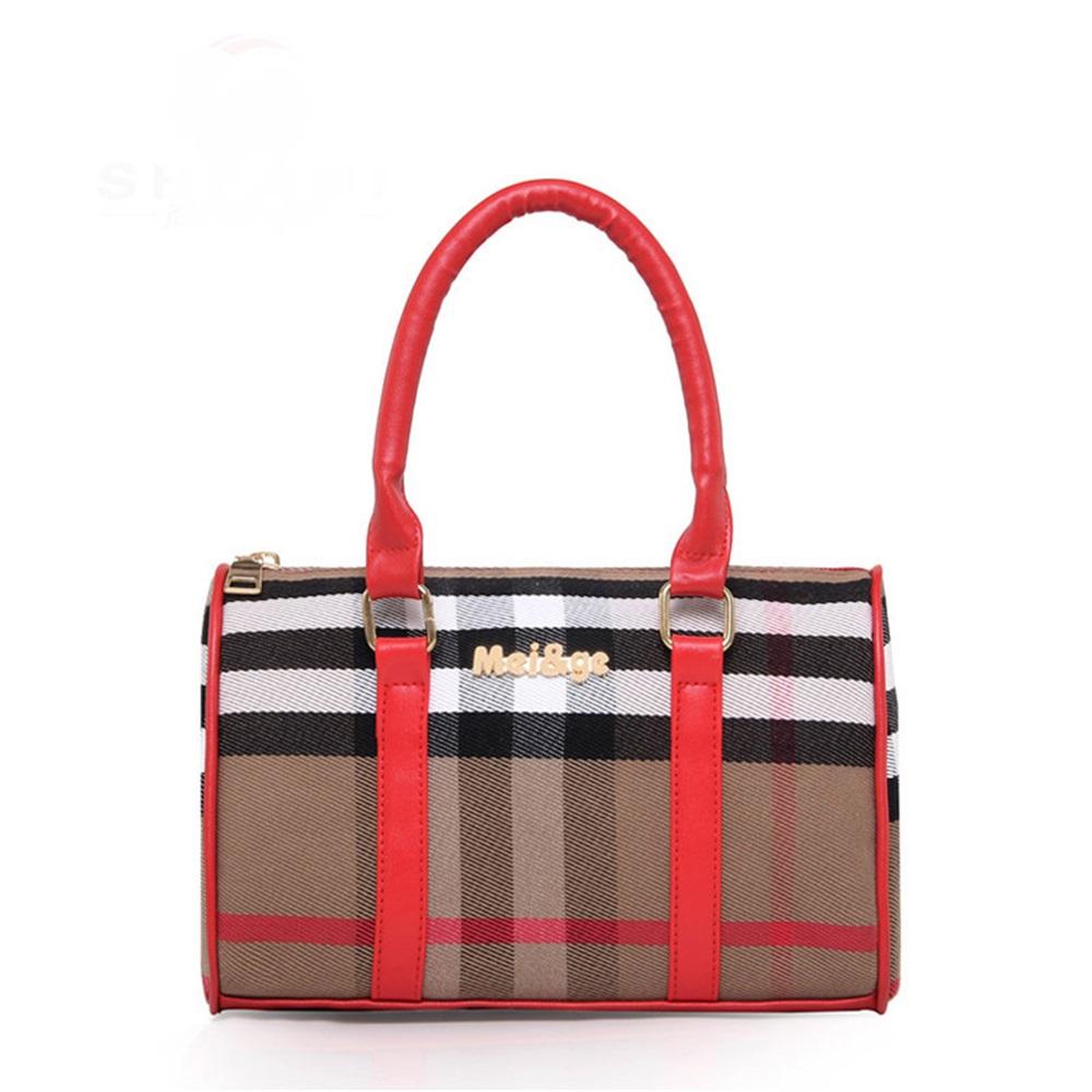 Karierte Leinwand Schwiegermuttertasche Sechs-teiliges Set Hand-Schultertasche Damen-Tasche