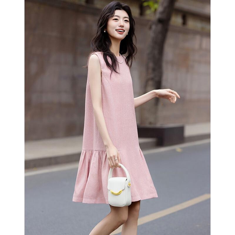Elegant Sleeveless A-Line Midi Dress with Side Pleats