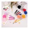 PATIKIL Fluffy Pom Pom Pens, Cute Beaded Pens for DIY Gifts, Stationery Set of 6, Light Pink, Orange, Yellow, Light Blue, Blue, Purple, Plating