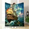 Majestic Sailing Ship At Sea Patterned Flannel Blanket Perfect for the Bedroom Living Room, Sofa, or a Little Nap