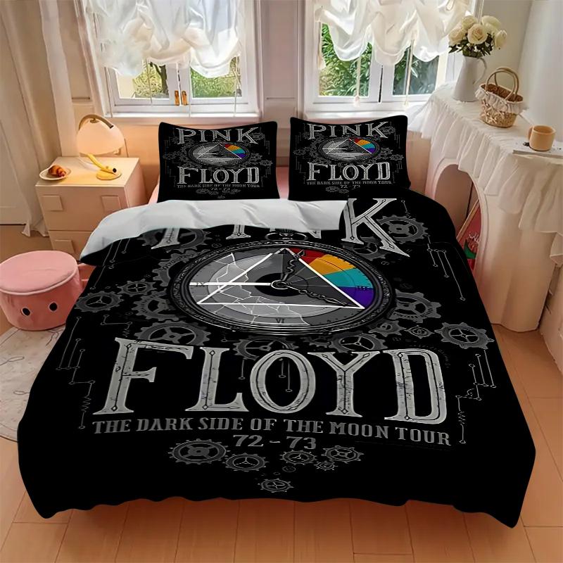 3-teiliges Pink Floyd Moon Tour Bettwäsche-Set Weicher Stoff Bettbezug Kissenbezüge Zuhause Weihnachts-Xmas Halloween Geschenk 1 Bettbezug 2 Kissenbezüge G1188