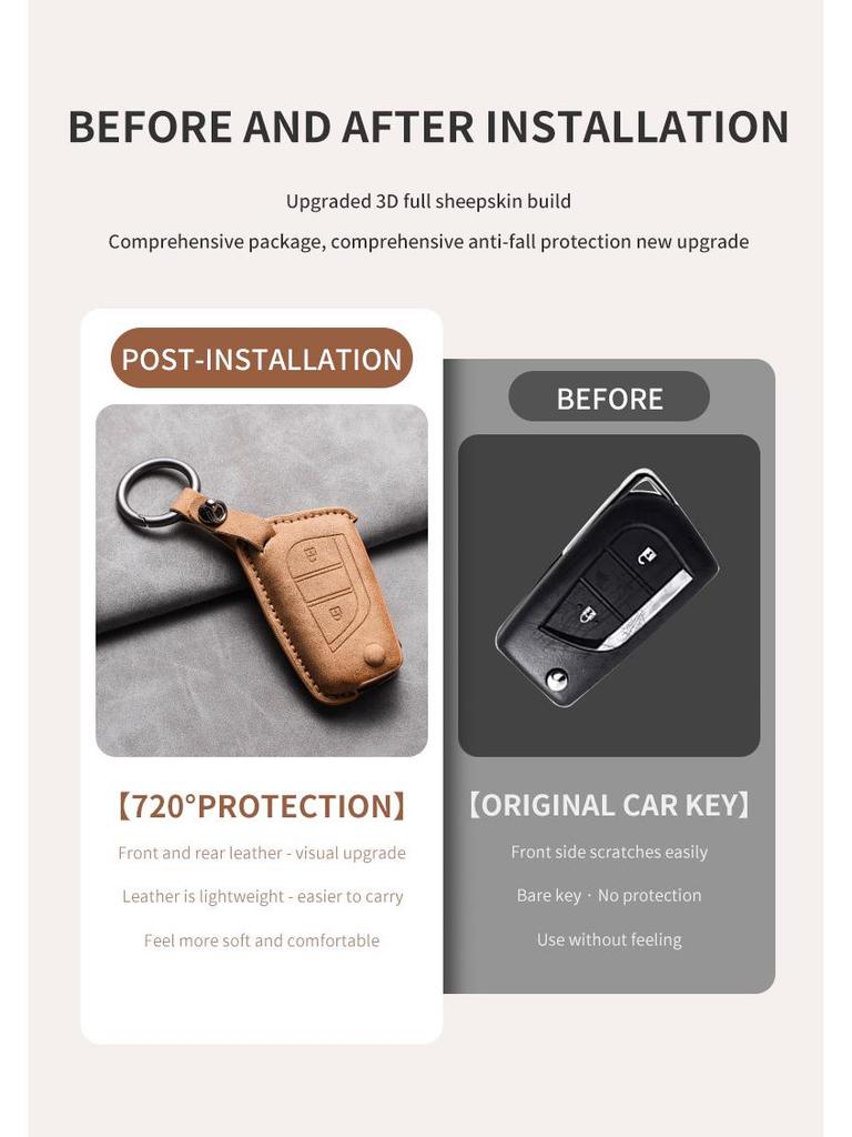 Sheepskin Leather Key Cover for Toyota Alphard, RAV4, Camry, Highlander