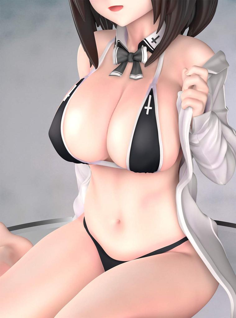 Manga artist and illustrator Shinchogen's "Black Swimsuit Maid" painted finished figure