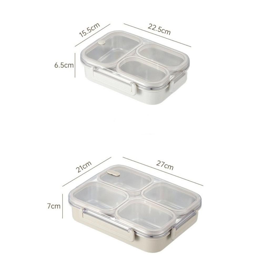Rectangle Stainless Steel Bento Box 2/3/4 Gird Divided Lunch Box Leakproof Sealed Food Container Adult