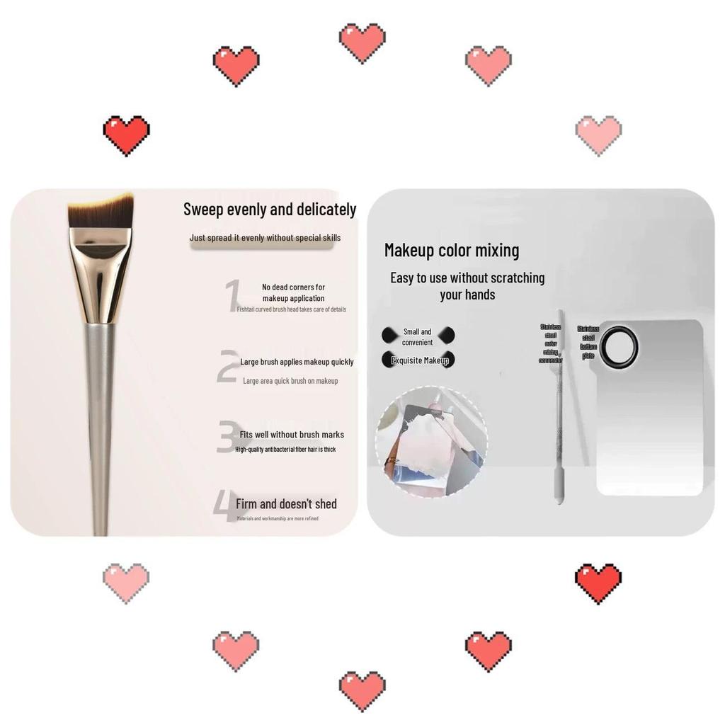 Ultra-Thin Flat Head Angled Foundation Brush - Streak-Free Makeup, Perfect for Beginners