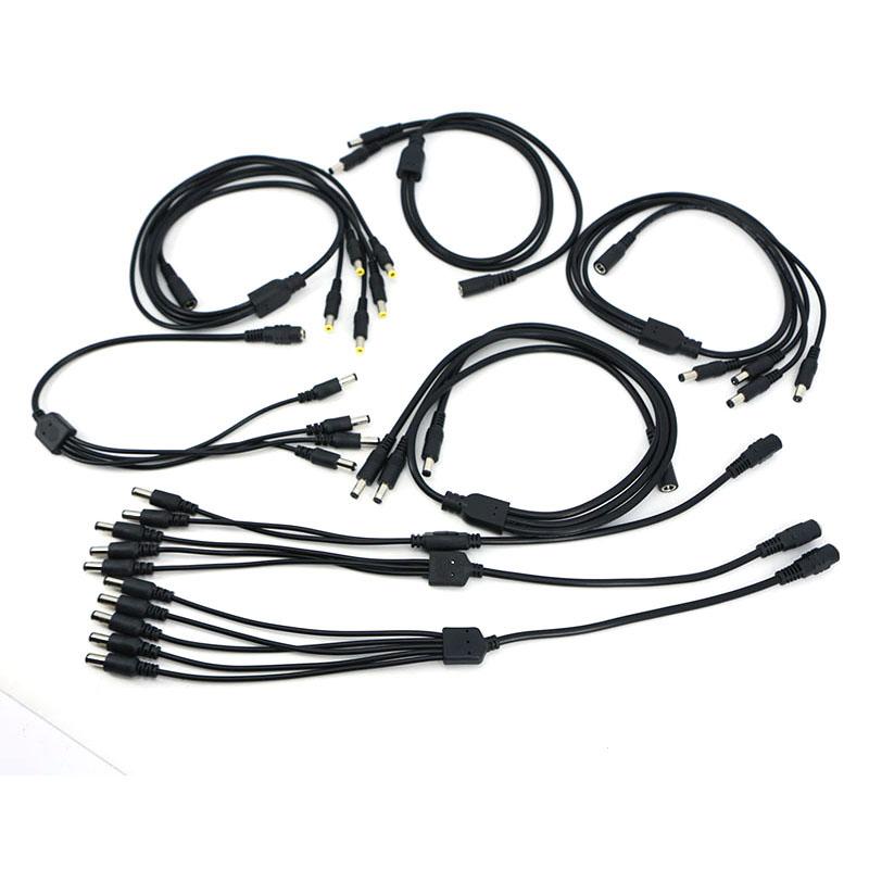 DC 1 Female To 2 3 4 5 Way 22awg 18awg Male Connector Power Supply Splitter Plug Adapter Cable Cord 5.5mmx2.1mm for Strip Light