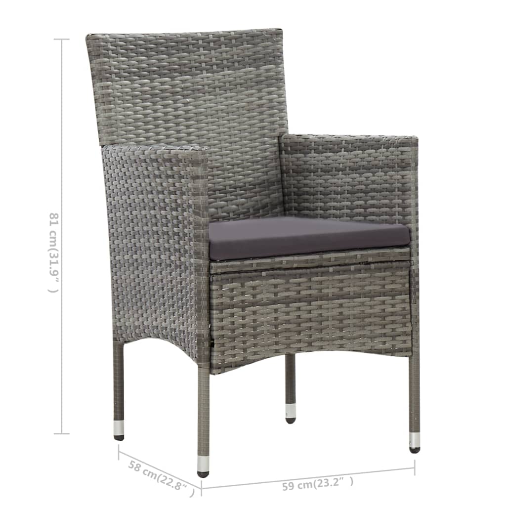 4 Piece Garden Lounge Set with Cushions Poly Rattan Grey
