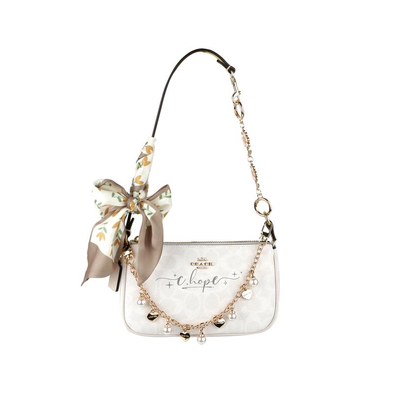 

COACH handbag [Customized bag] Nolita 19 Jiuqi silver small flower bag metal brand logo trendy and versatile artificial leather Baiyin Xiaohuacuo срібний
