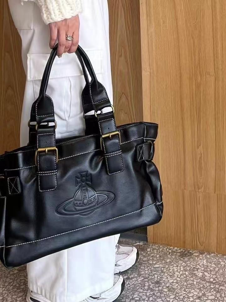 Vintage Rindsleder Litschi-Narben Tragetasche - Retro Unterarmhandtasche mit großer Kapazität