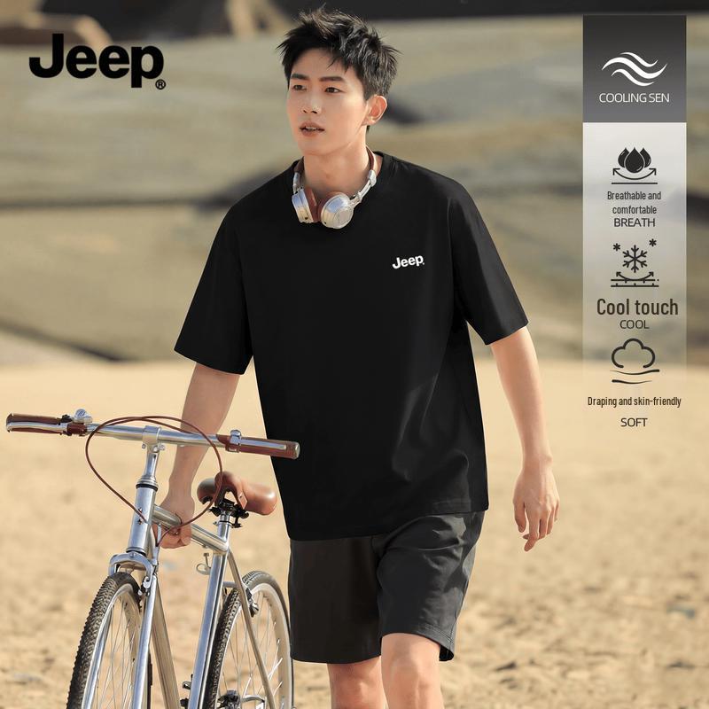 JEEP Men s Heavyweight Ice Silk Loose Fit Graphic T-Shirt 4XL