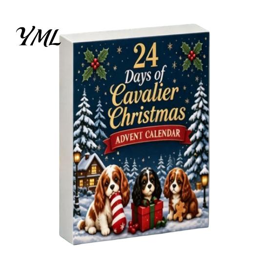 2D Acrylic Puppy Patches 2026 Christmas Dog Advent Calendar, 24 Ornaments Countdown Holiday Decorative Cartoon Festive Pendants for Tree, Party