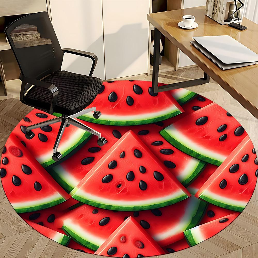 1pc Watermelon Slices Carpet for Office Non-Slip, Round Carpet, Soft & Comfortable, Carpet for Office, Lightweight Round Floor Mat