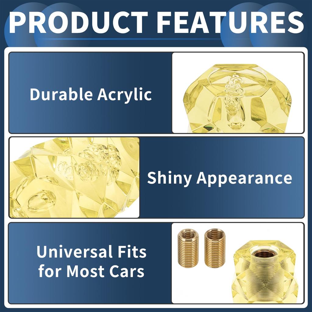 INFINAUTO Diamond Pattern Crystal Shift Knob 15cm Universal Automatic and Manual Car Gear Shift