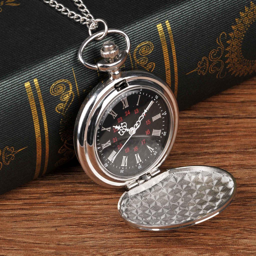 Engravable Large Silver Double-Sided Pocket Watch (Model 8814)