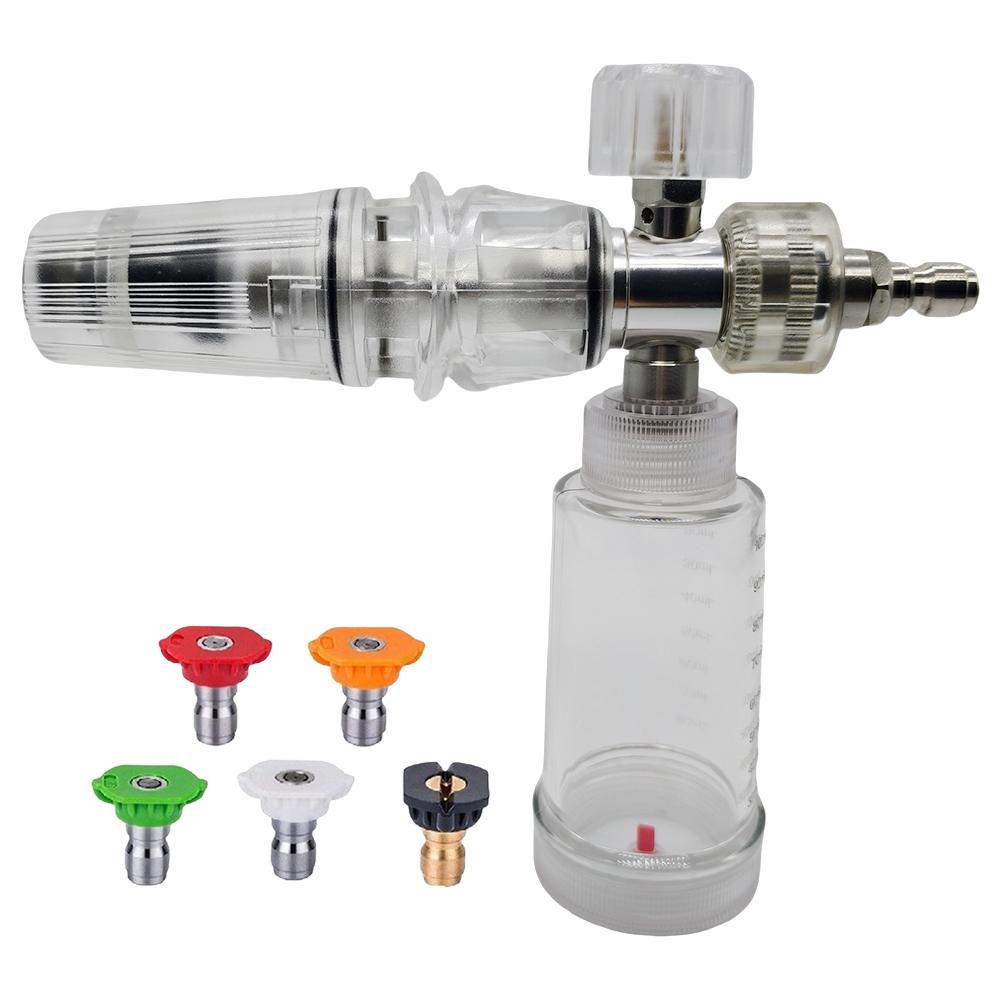 100ml Soap Foam Spray Bottle Adjustable Pressure Washer Gun with 5 Nozzle Tips Foam Spray Pot for Cleaning Cars SUVs