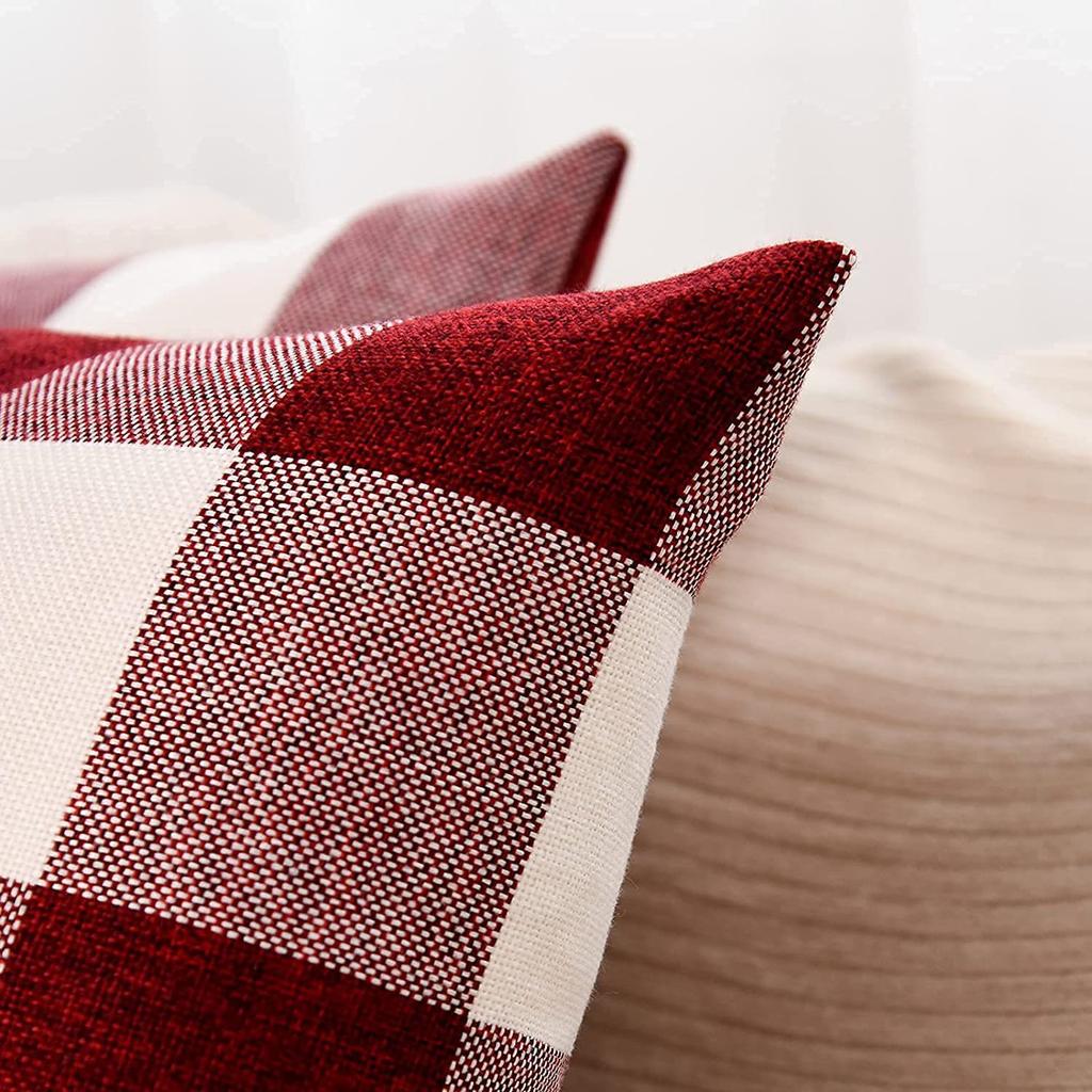 Home Cushion Simple Cotton Linen Pillow Checkered Stripe Cushion Living Room Sofa Pillow Cover