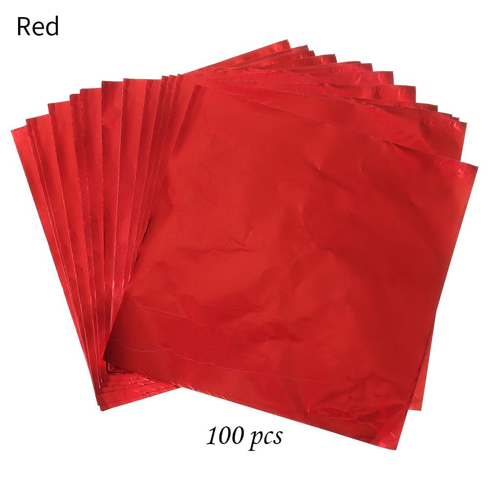 100pcs 10x10cm Aluminum Foil Candy Chocolate Biscuits Tin Wrapping Paper DIY Metal Embossing Gift Craft Paper Packaging Paper