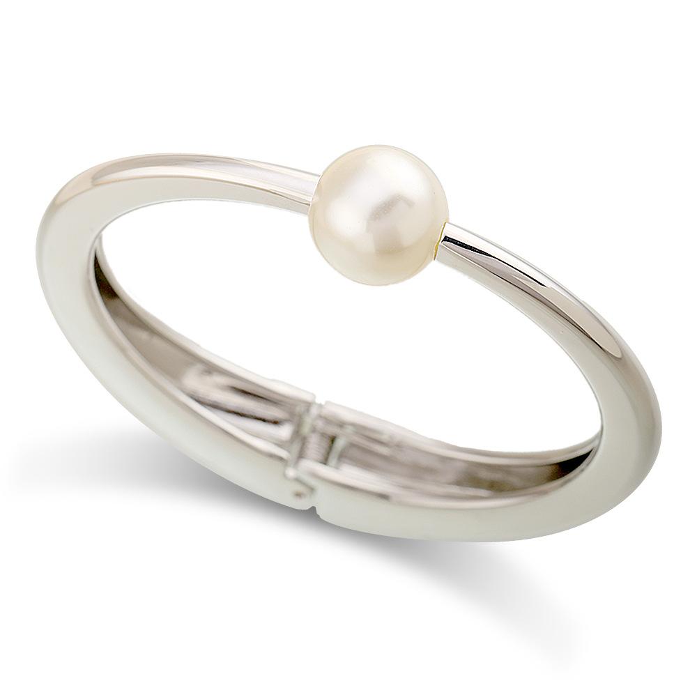 DIEZI 3 style Pearl Cuff Bangles Punk Hip Hop Men Gold Silver Color Metal Water Drop Spring Bangles  Women Bracelet Jewelry