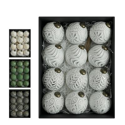 12 Pcs Christmas Ball Ornaments 3.15inch Shatterproof Plastic Balls Rustic Vintage Xmas Tree Hanging Decoration for Wedding Party Holiday Home Decor
