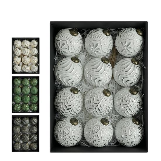 12 ks Vánočních ozdob na koule 3,15 palce Nerozbitné plastové koule Rustikální Vintage Závěsná dekorace na vánoční stromek pro svatební oslavu Sváteční domácí dekorace