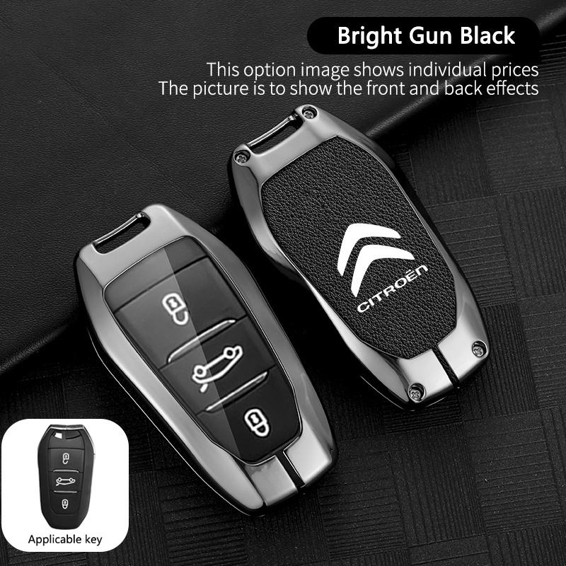 Zinc Alloy Leather Car Key Case Cover Protector Shell Keychain For Citroen C1 C2 C4 C6 C3-XR Picasso Grand DS3 DS5 Accessories