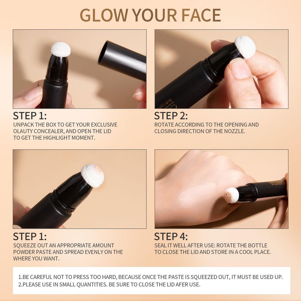 Hellokiss Light Concealer Foundation, Delicate and Docile, Naturally Brightening Sponge Head Concealer Makeup