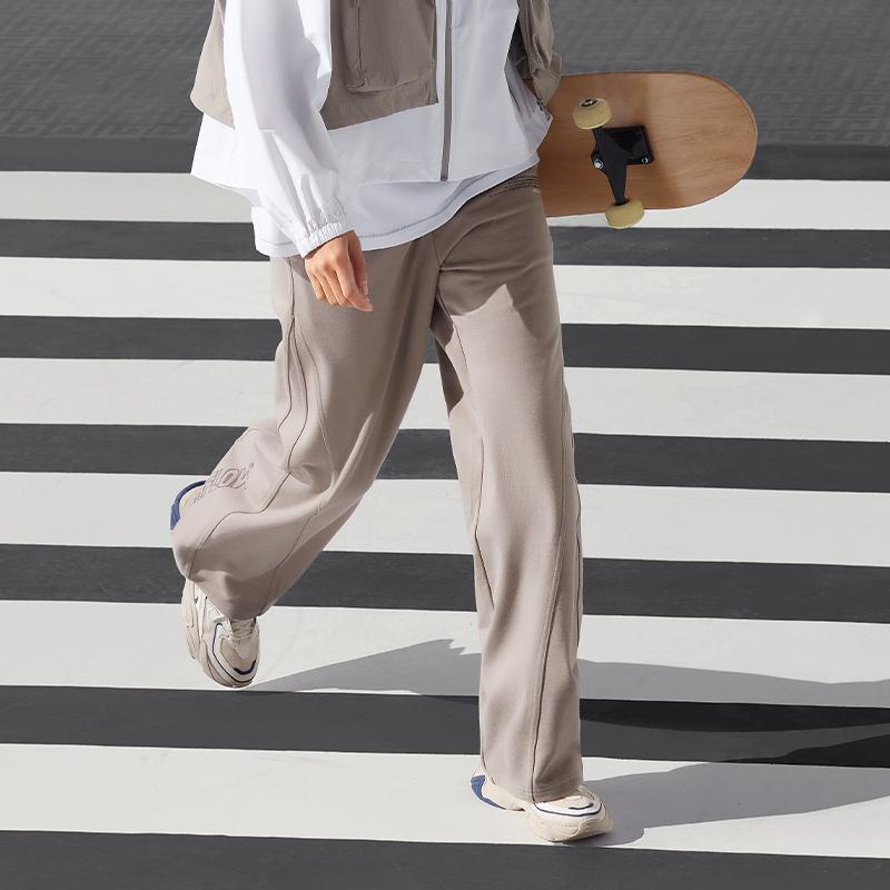 Li Ning CF Suo Solid Color Casual Straight Loose Knit Sports Pants Women bottoms AKLU726-1